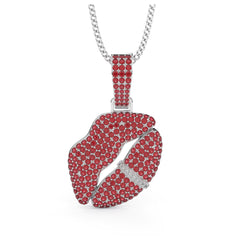 Luscious Lips Charm Pendant with Silver Chain with 20 to 24 inch adjustable chain