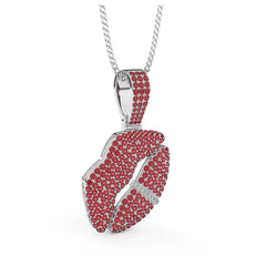 Luscious Lips Charm Pendant with Silver Chain with 20 to 24 inch adjustable chain