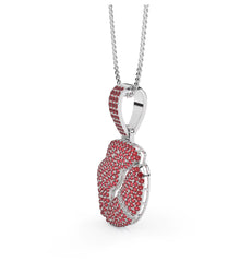 Luscious Lips Charm Pendant with Silver Chain with 20 to 24 inch adjustable chain