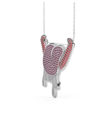 Playful Lip Big Tongue Shape Pendant with Silver Chain