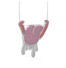 Playful Lip Big Tongue Shape Pendant with Silver Chain