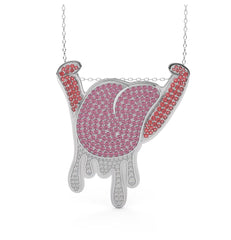 Playful Lip Big Tongue Shape Pendant with Silver Chain